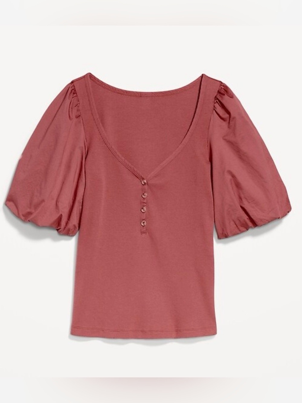 Old Navy Women’s Puff Sleeve Henley Top - Mauve Pink